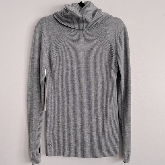 Lululemon Pockets Sweat Savasana Merino Wool Turtleneck Gray Sweater Womens 6 M - Picture 8 of 16